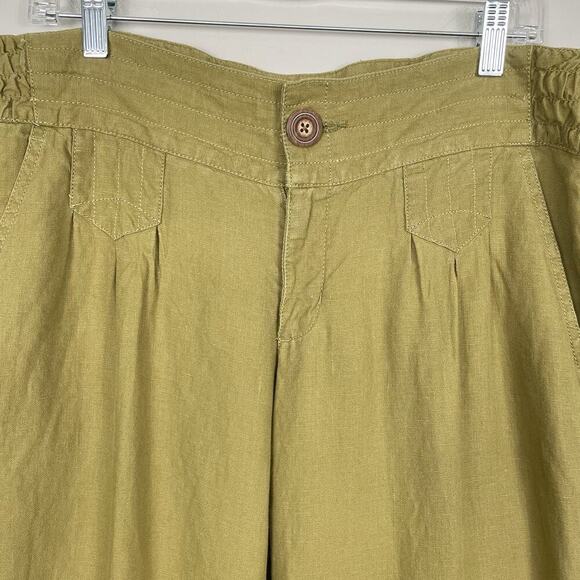 Athleta Lagoon 100% Linen Pants Women’s 14 Tall Green Moss Wide Leg Boho Coastal - Picture 4 of 14